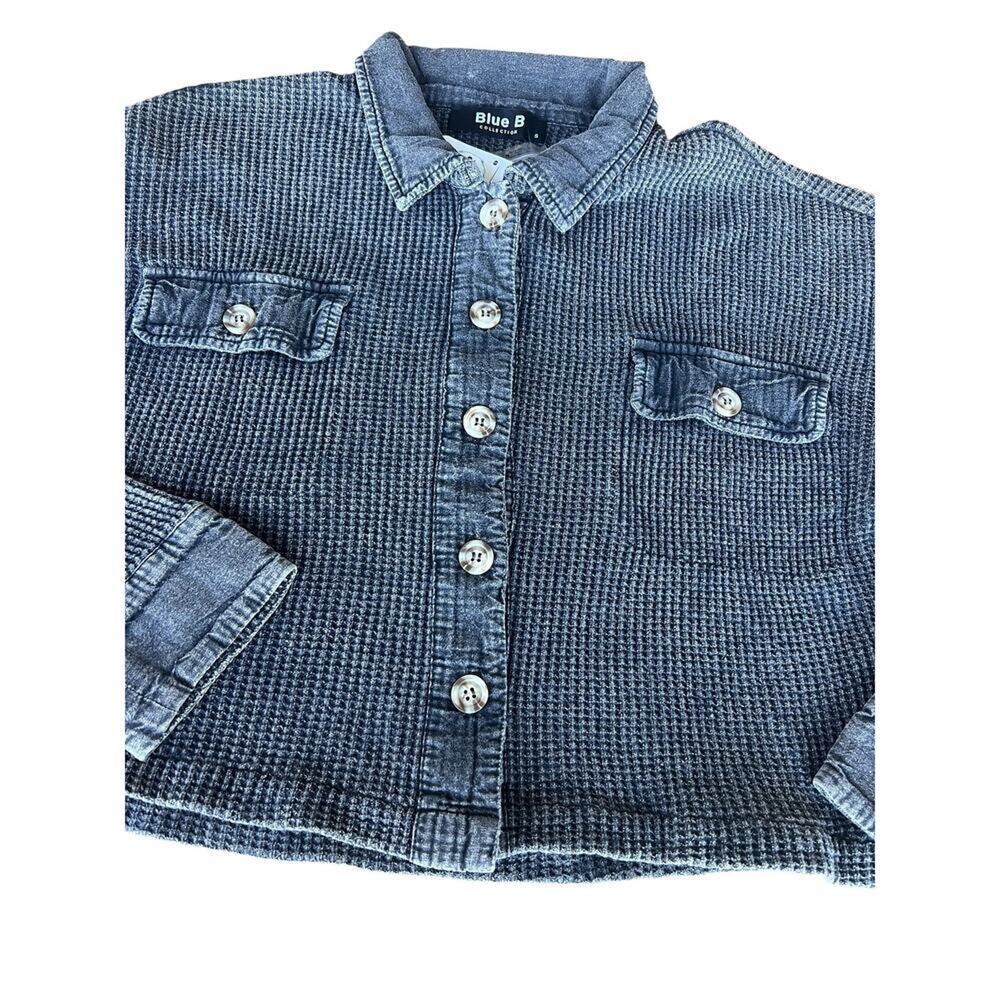 Blue B waffle button down weathered look black/gray jacket, women's S